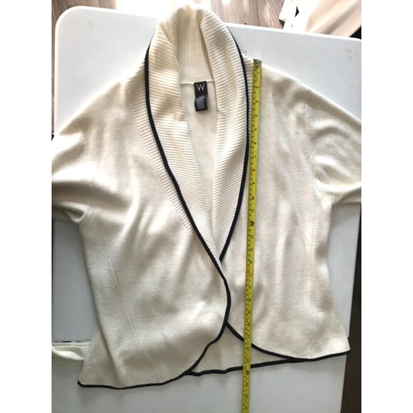 W Womens L/G Cream Open Front Cardigan Sweater With Tie Back - Picture 6 of 6